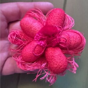 Antique Vintage Bright Pink/Red Millinery Flower Floral Hat Corsage Pin/Brooch